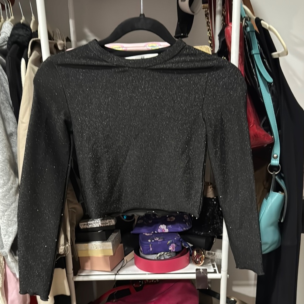 H&M Glittery Black Long Sleeve Top